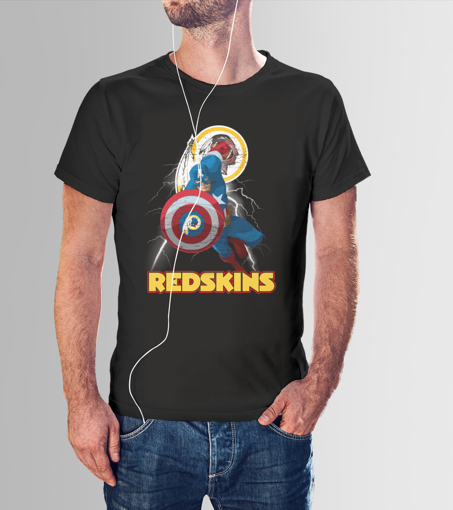 Captain America Redskins Nfl Lightning T-Shirt