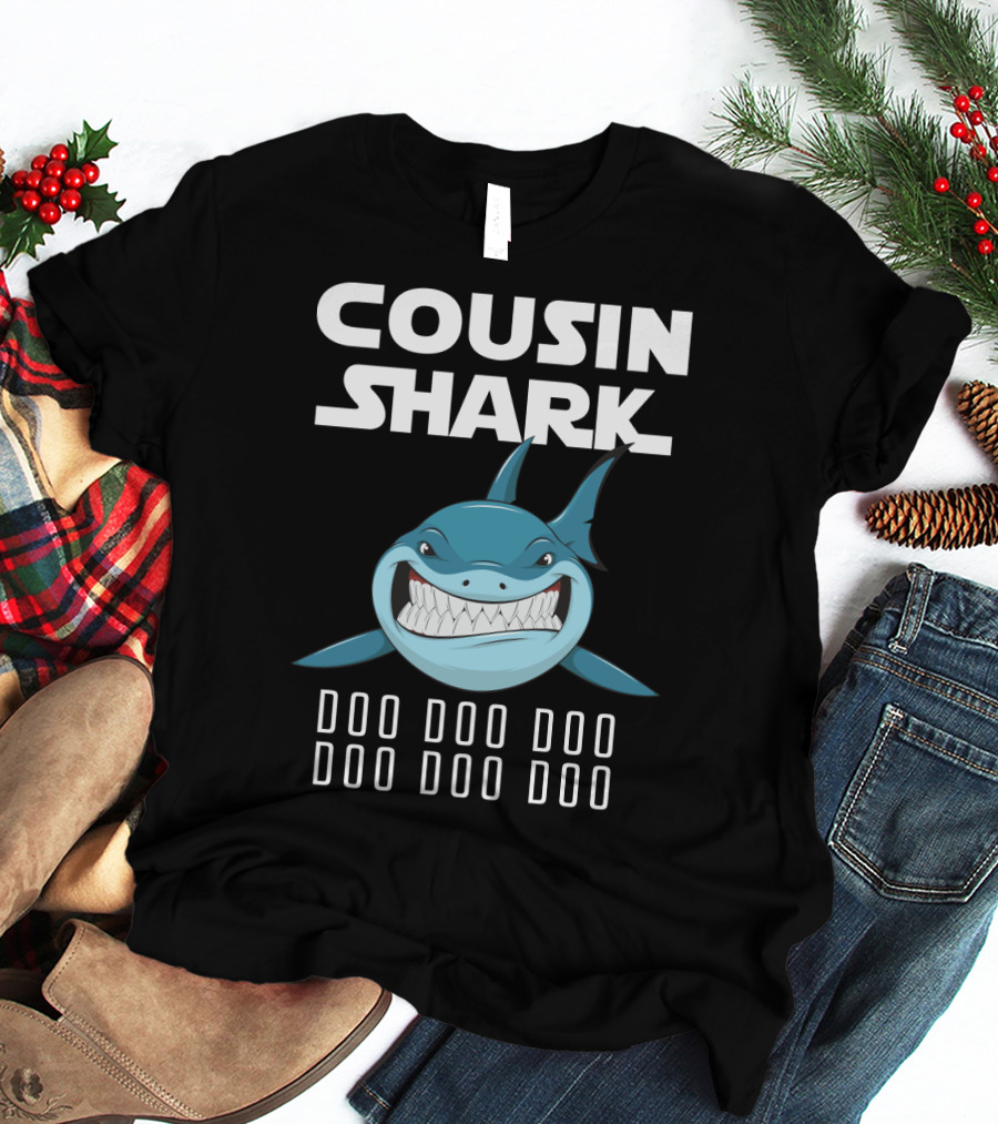 Cousin Shark Doo Doo Doo Cartoon Blue Shark Graphics T-Shirt