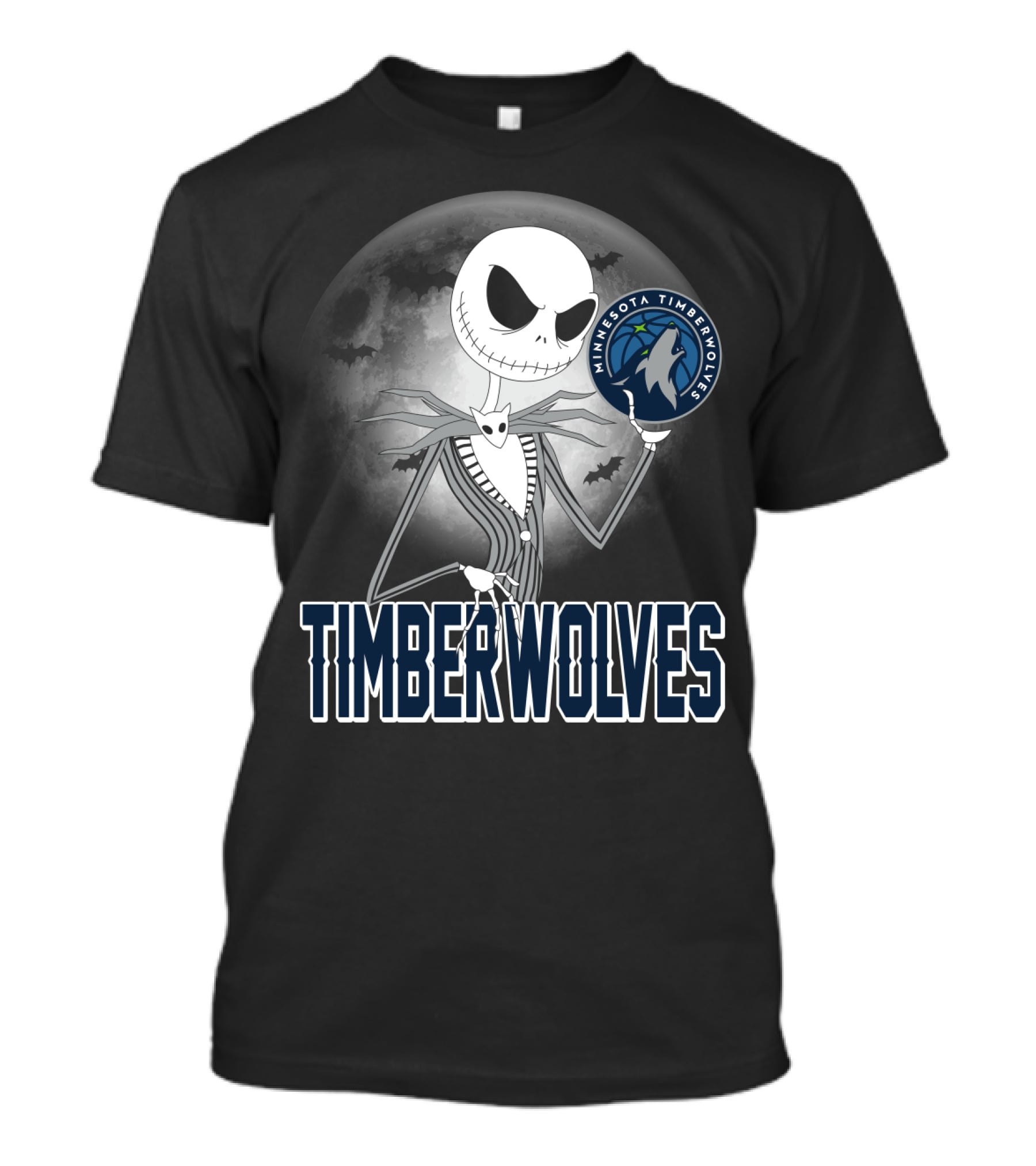Timberwolves Halloween Jack Skellington Moon Minnesota Timberwolves Fans T-Shirt
