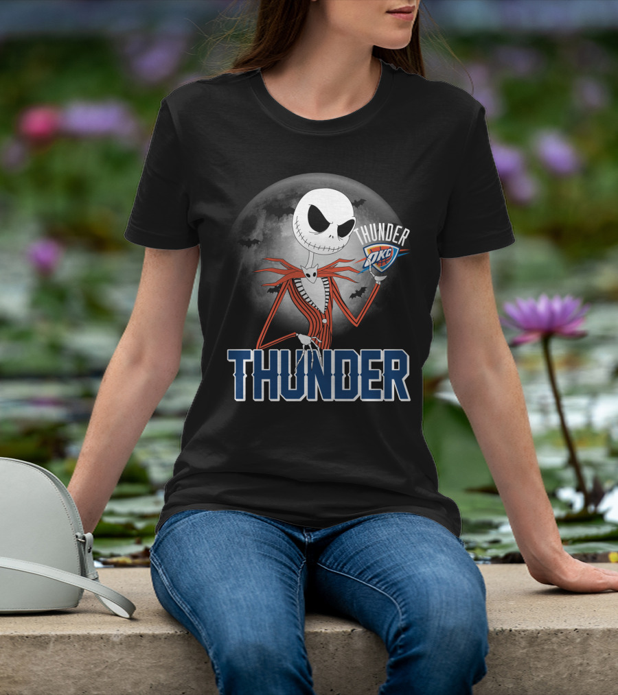 Jack Thunder Halloween Oklahoma City Okc Fan Moon Bats T-Shirt
