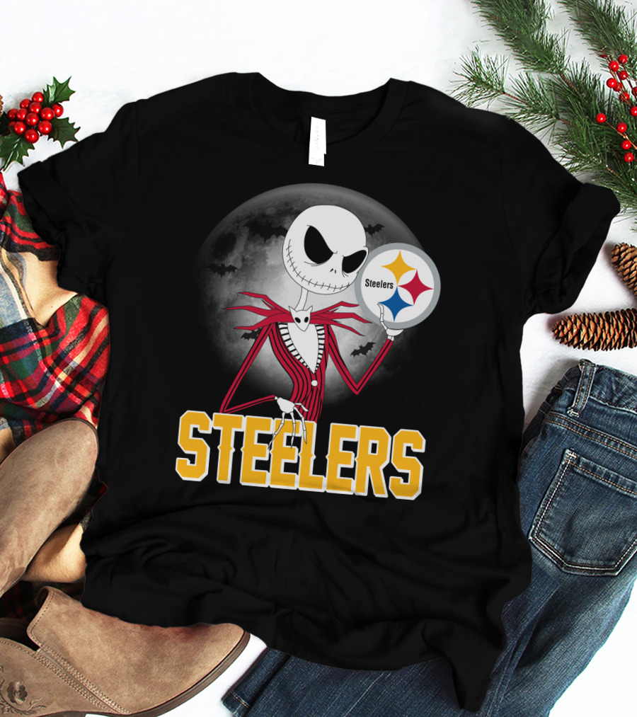 Jack Skellington Steelers Halloween Moon T-Shirt