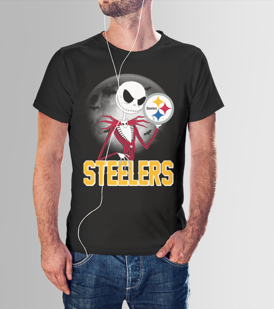 Jack Skellington Steelers Halloween Moon T-Shirt
