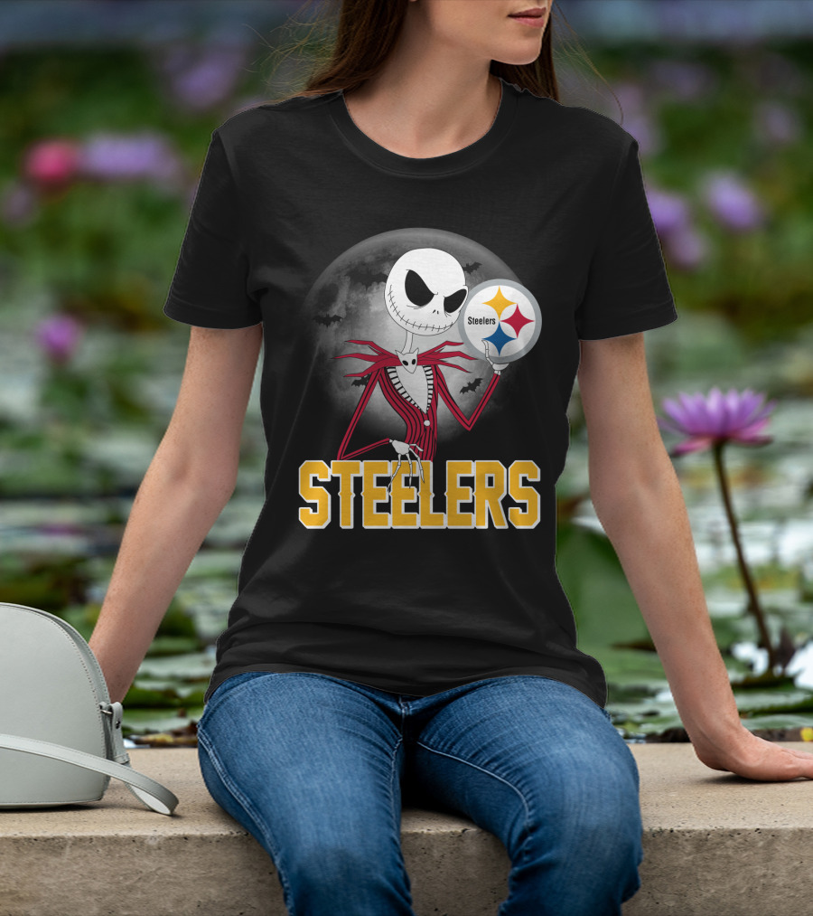 Jack Skellington Steelers Halloween Moon T-Shirt
