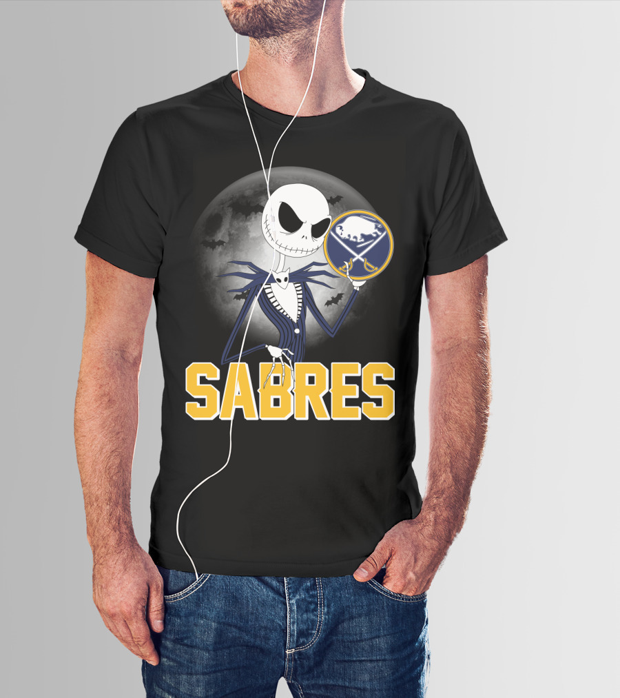 Sabres Jack Skellington Halloween Buffalo Moon Scene T-Shirt