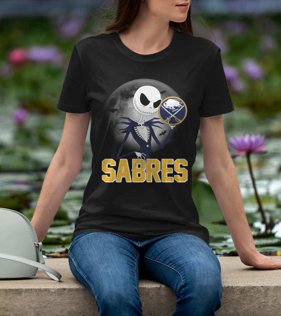 Sabres Jack Skellington Halloween Buffalo Moon Scene T-Shirt