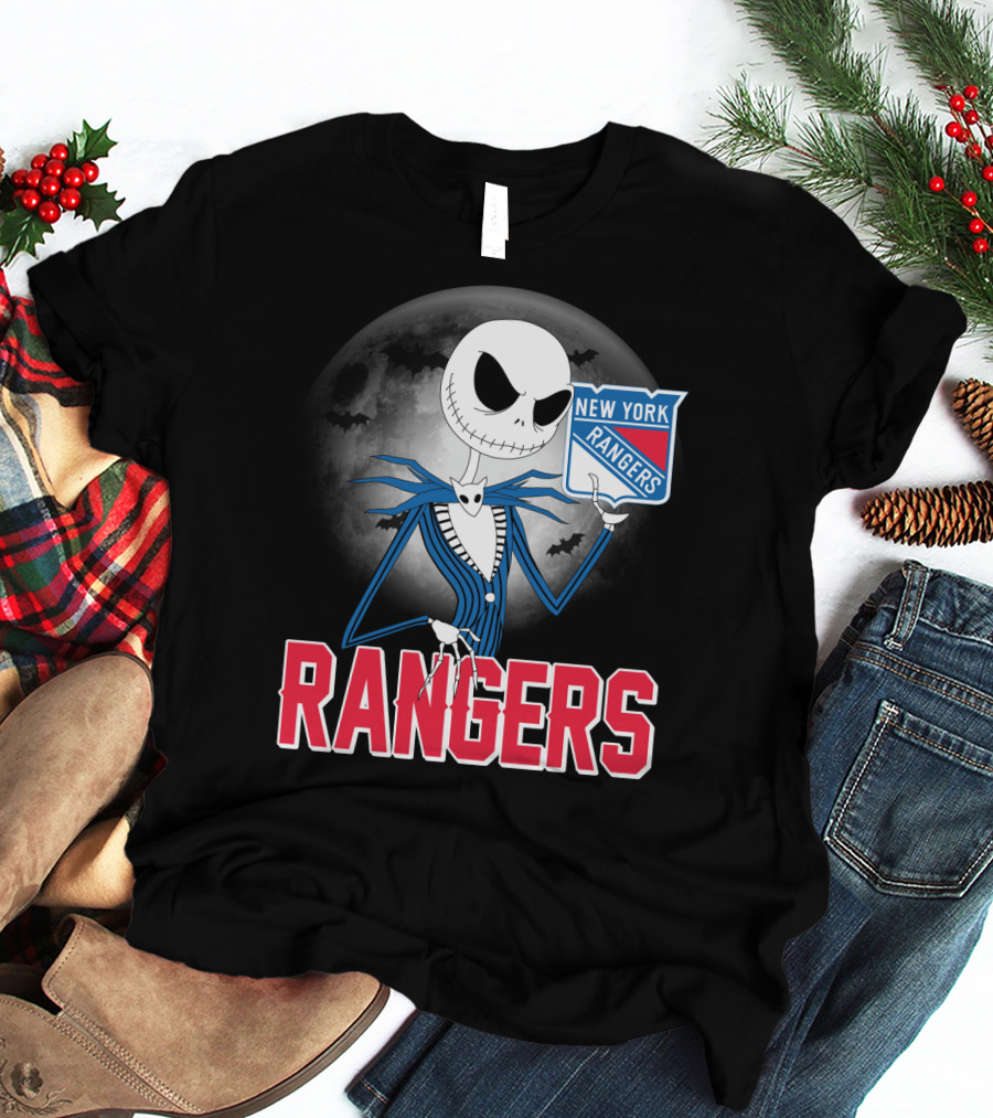 Jack Skellington New York Rangers Halloween Moon T-Shirt