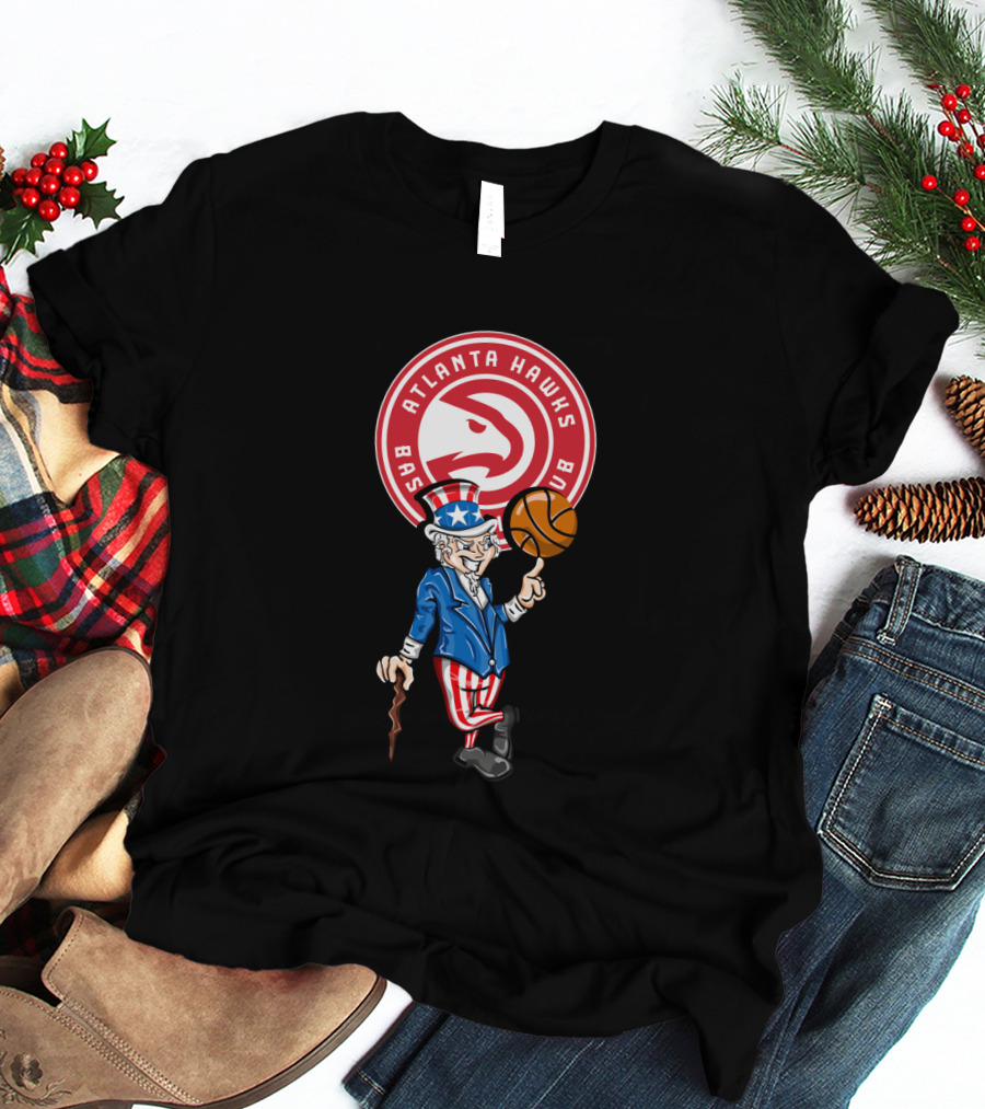 Atlanta Hawks Uncle Sam Basketball 4Th Of July Celebration T-Shirt