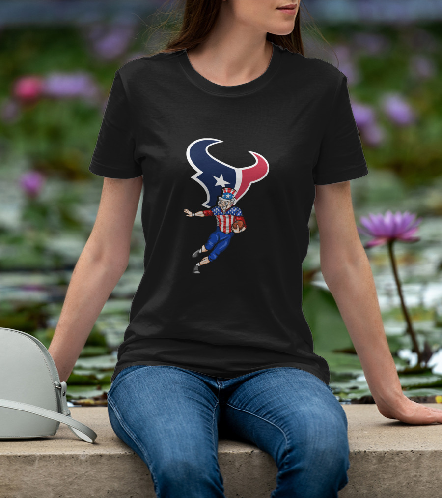 Houston Texans Uncle Sam 4Th Of July Football Americna Flag T-Shirt