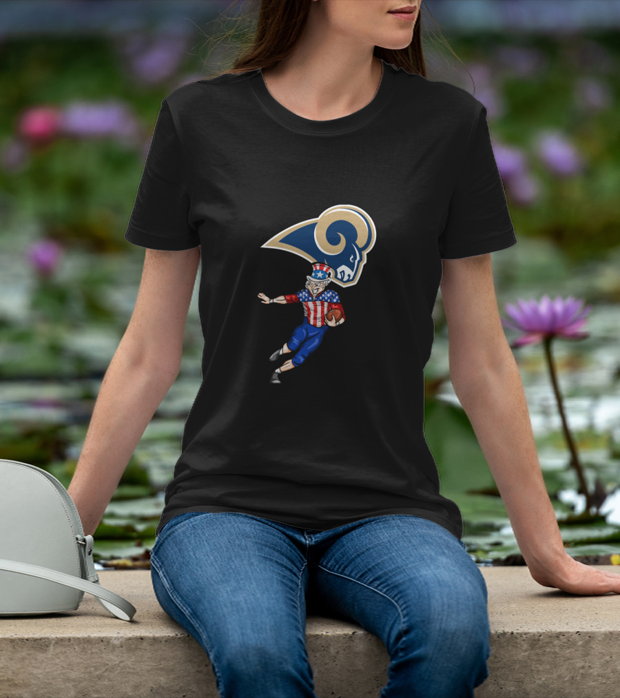 Los Angeles Rams Uncle Sam 4Th Of July Football Running T-Shirt