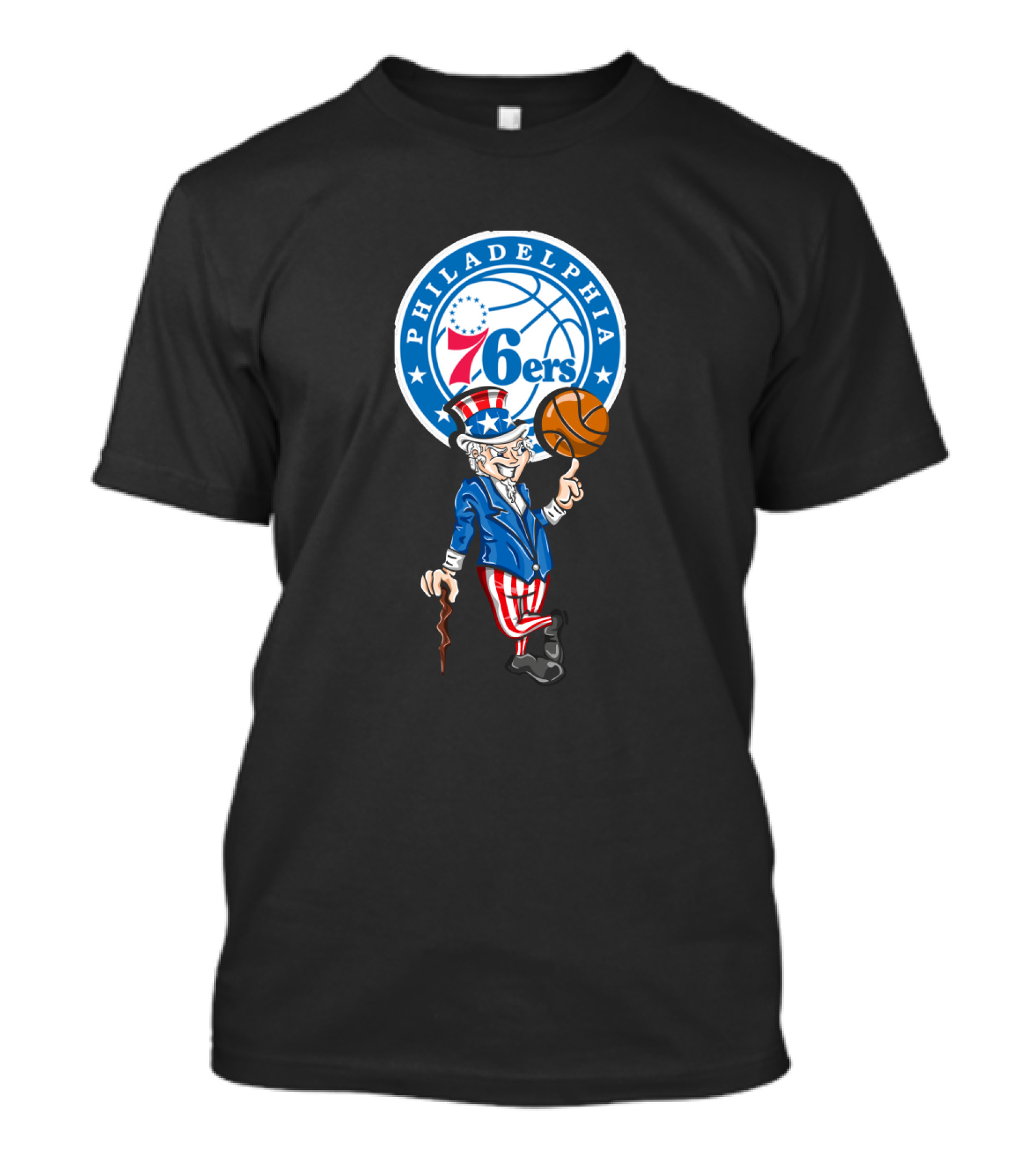 Philadelphia 76ers Uncle Sam Spinning Basketball 4Th July T-Shirt