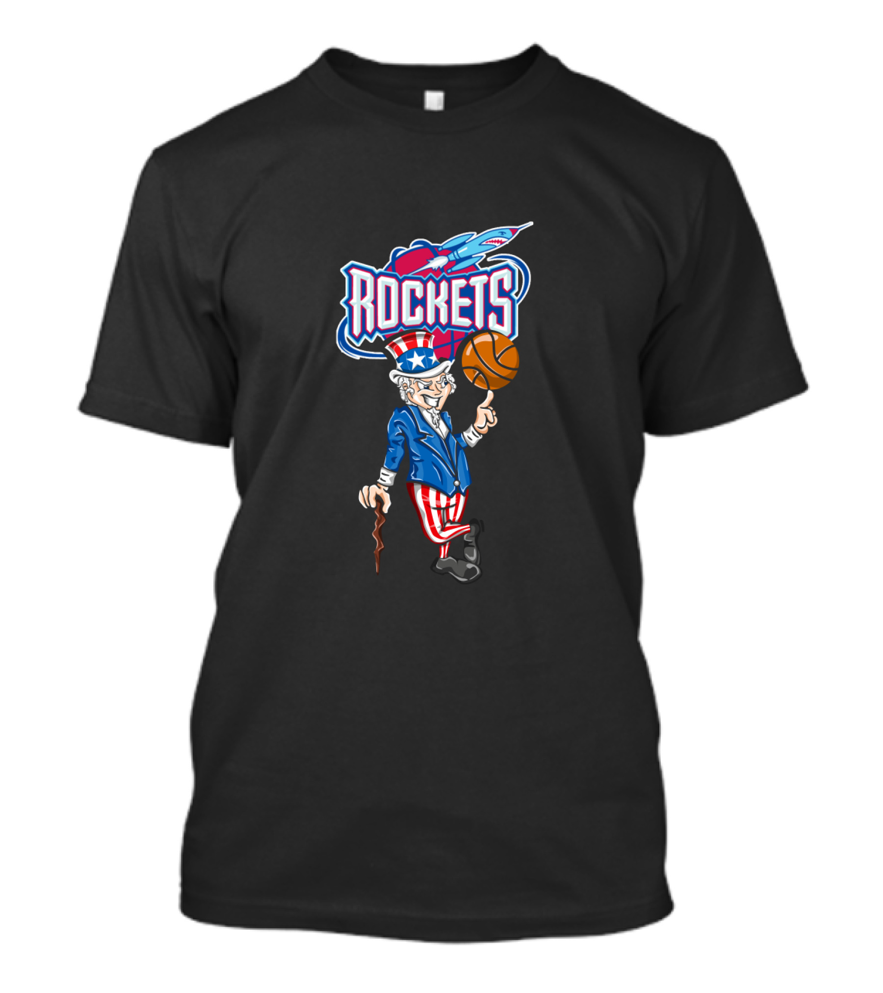 Houston Rockets Uncle Sam Patriotic Basketball Theme T-Shirt