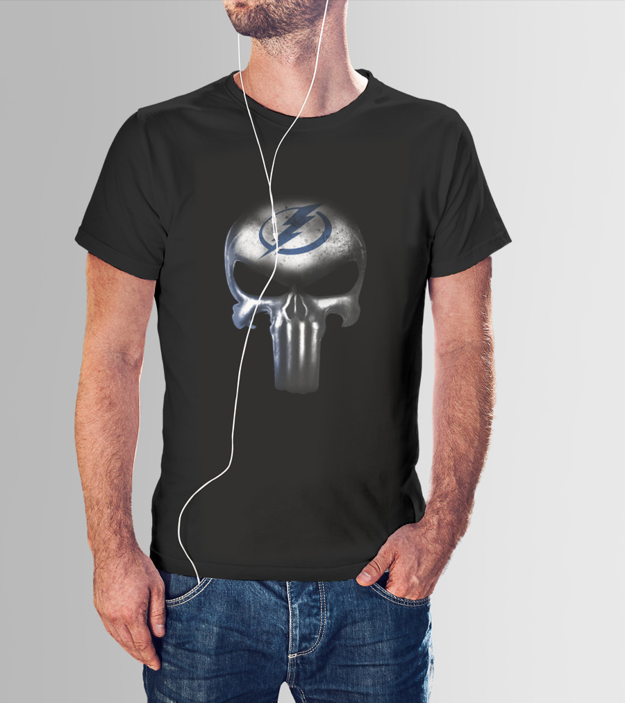 The Punisher Skull With Tampa Bay Lightning Logo For Fans T-Shirt