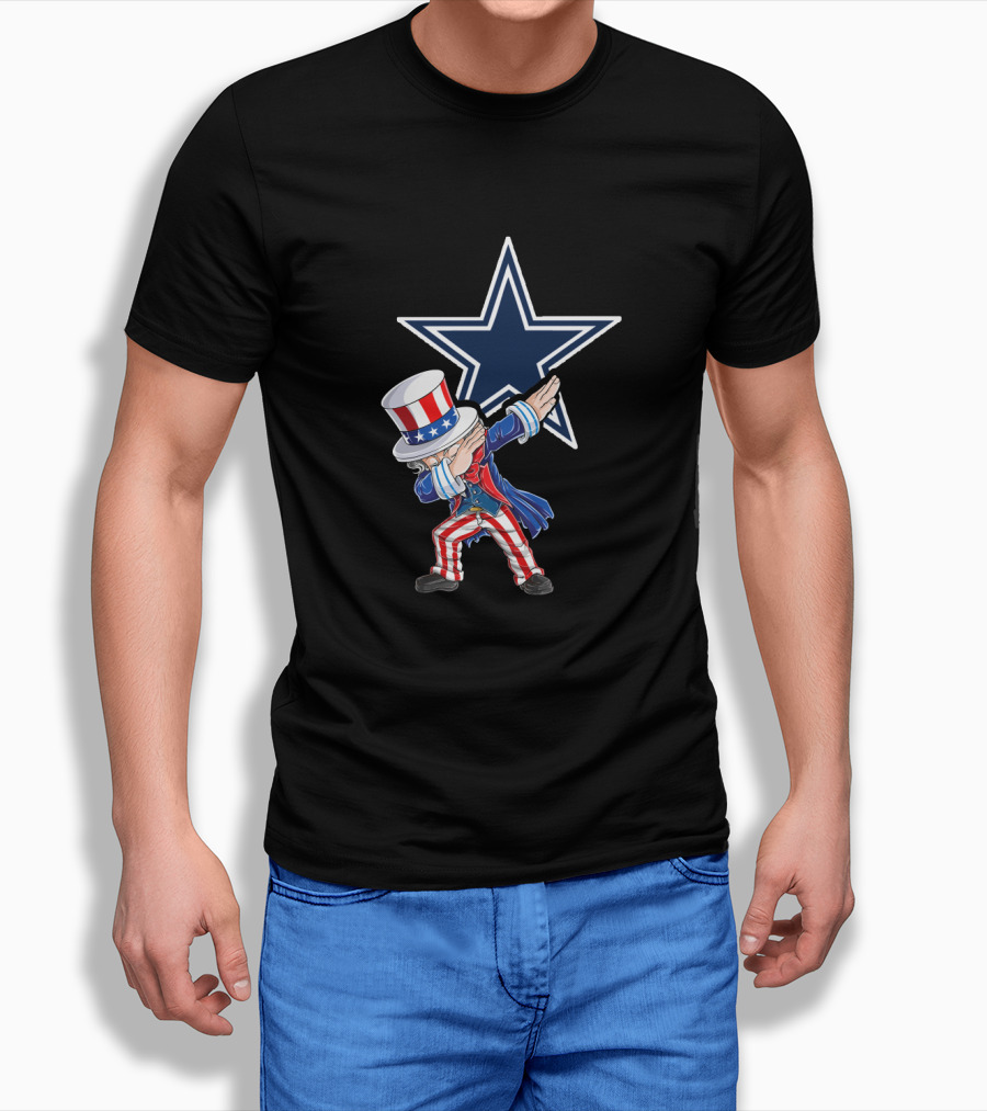 Uncle Sam Dabbing Dallas Cowboys Fans 4Th July Star Celebration T-Shirt