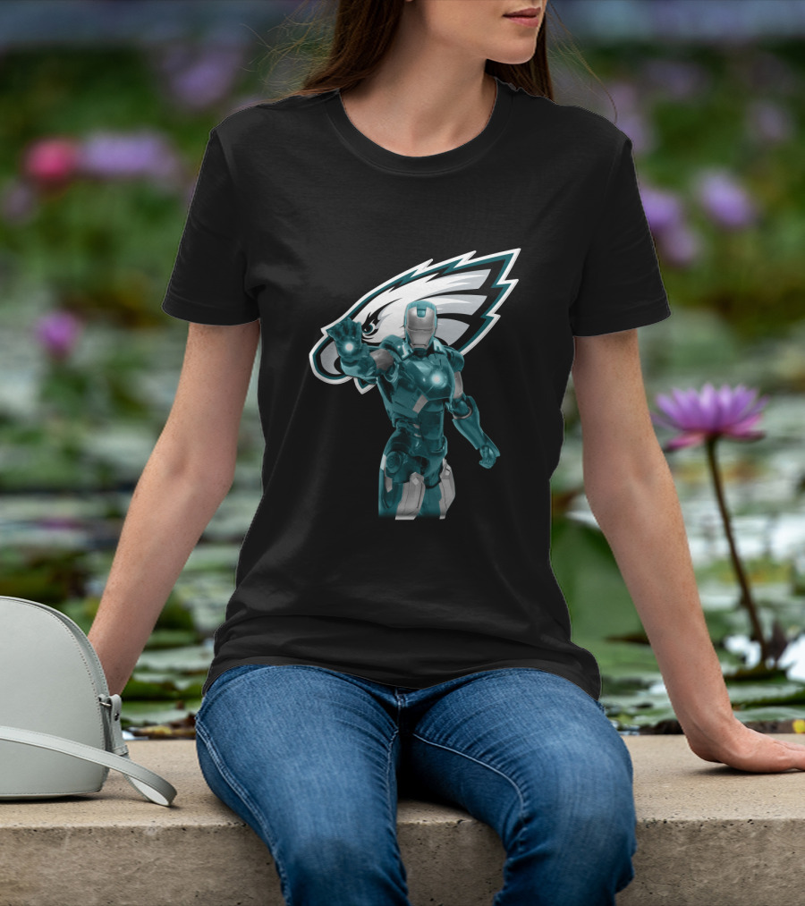 Iron Man Philadelphia Eagles Fans Marvel Team Crossover T-Shirt