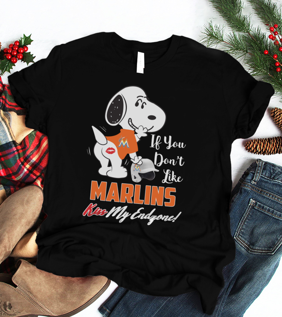 If You Don't Like Marlins Kiss My Endzone Snoopy Miami Fans T-Shirt