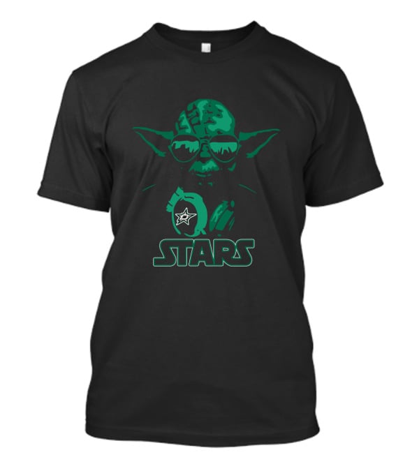 Yoda Star Wars Dallas Stars Fans Wearing Headphones T-Shirt