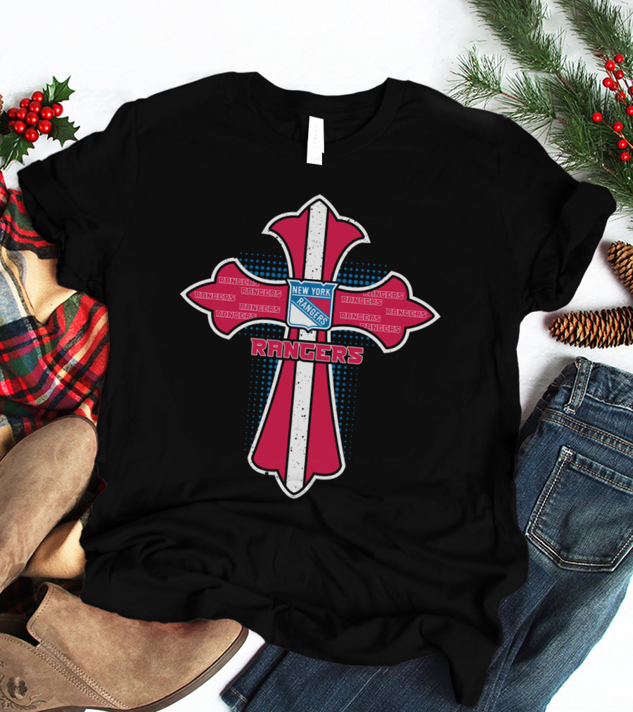 Cross Featuring New York Rangers Fans Rangers Rangers Rangers T-Shirt