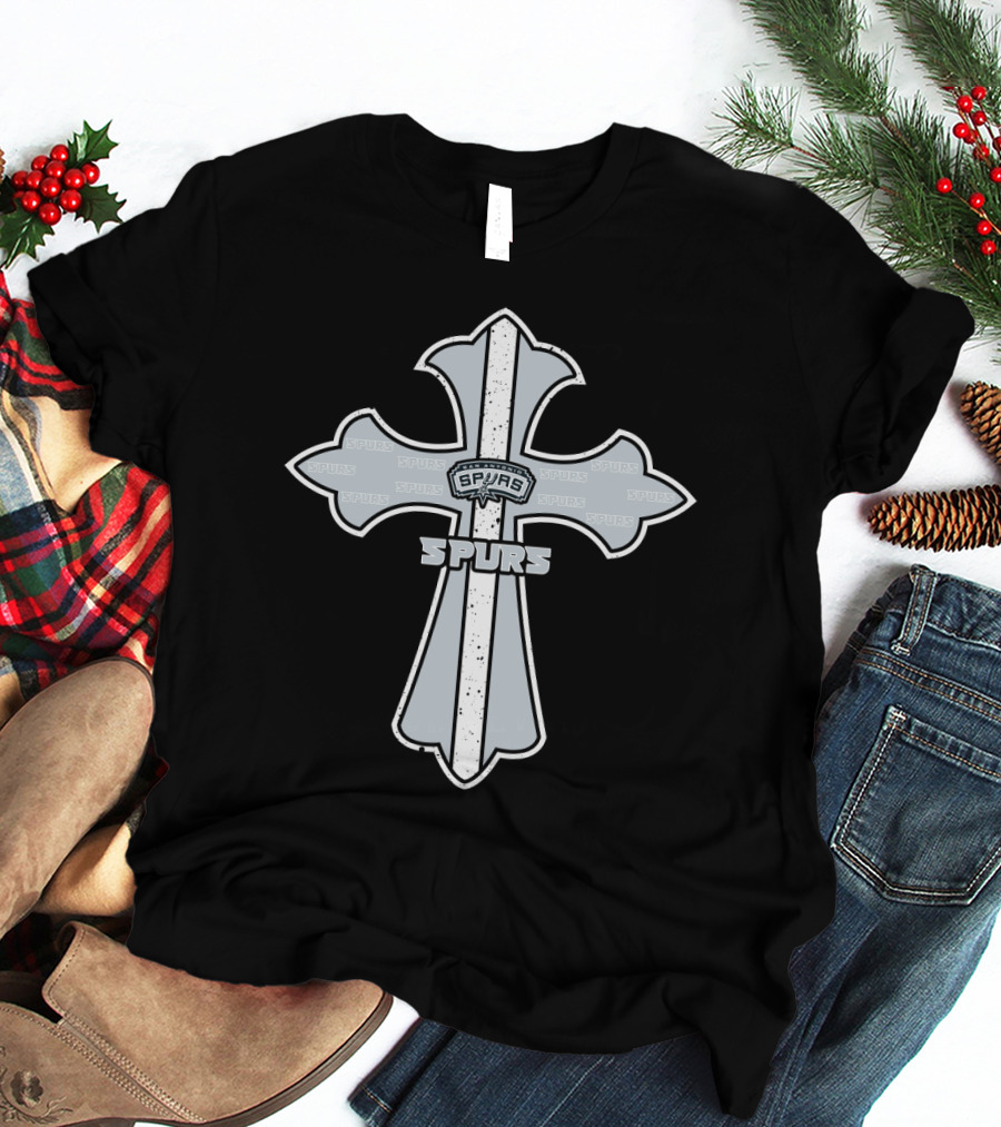 Cross Featuring Spurs For San Antonio Fans T-Shirt