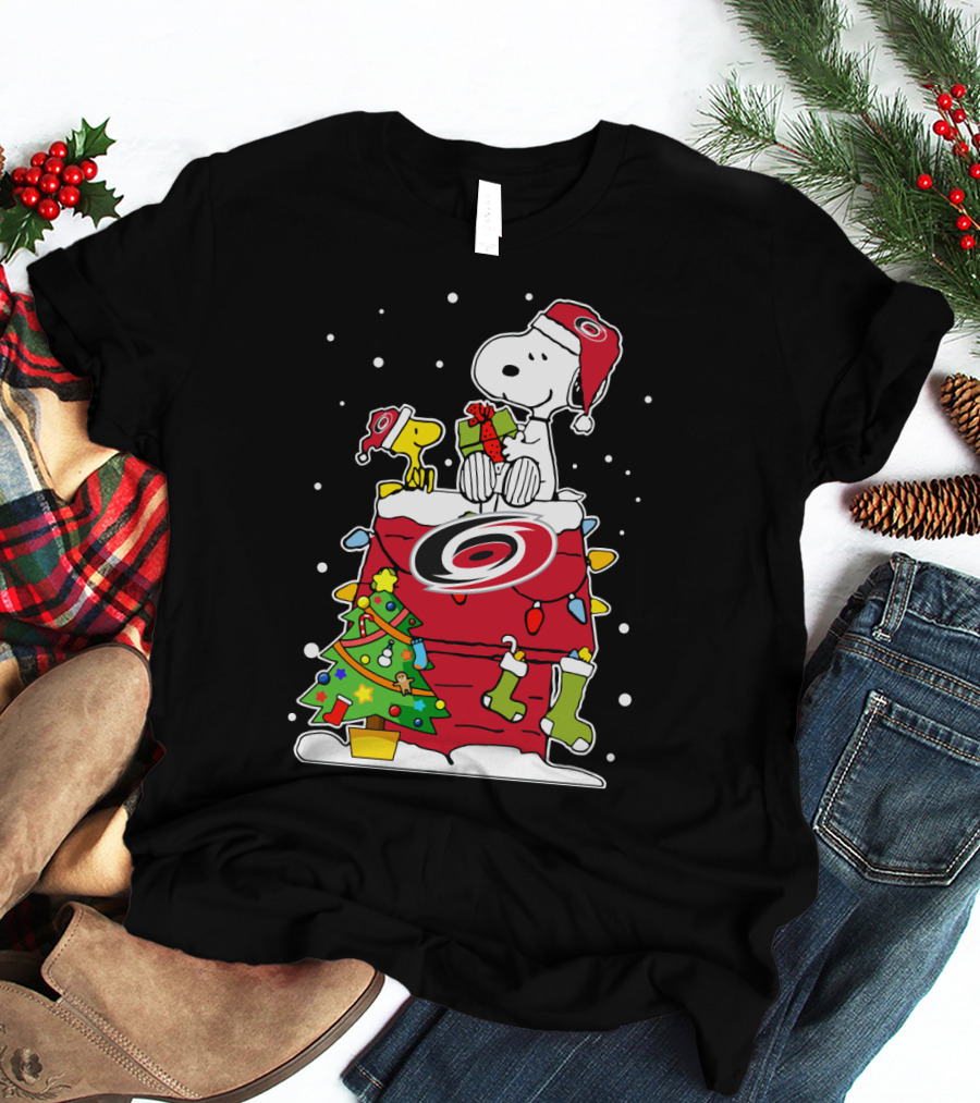 Carolina Hurricanes Snoopy Woodstock Christmas Celebration T-Shirt
