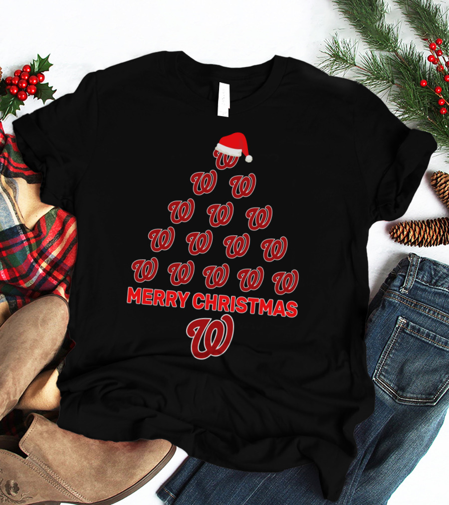 Merry Christmas Washington Nationals Holiday Tree T-Shirt