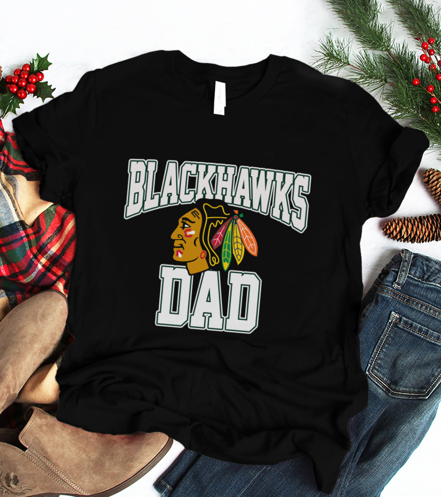 Chicago Blackhawks Dad Hockey Fan T-Shirt
