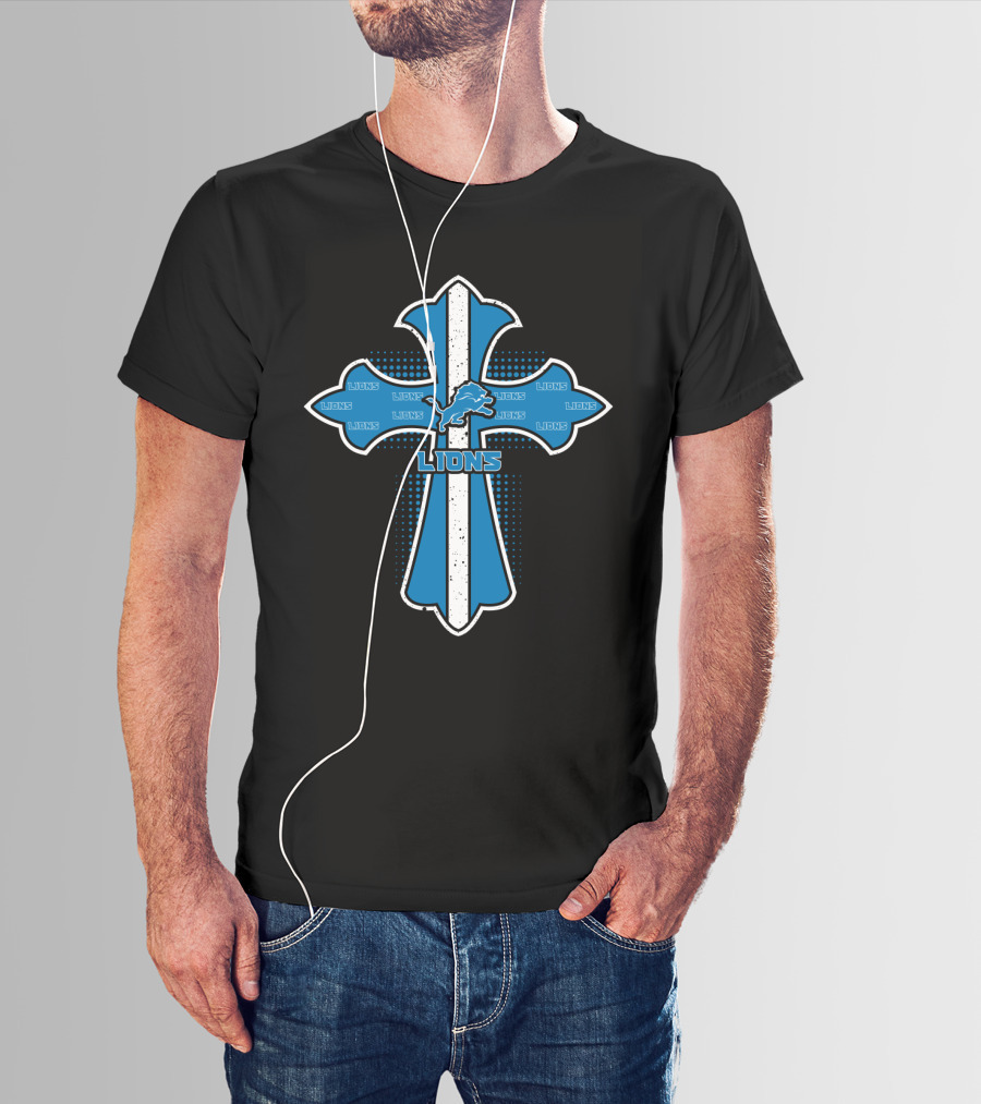 Detroit Lions Cross Emblem For Fans And Faithful T-Shirt