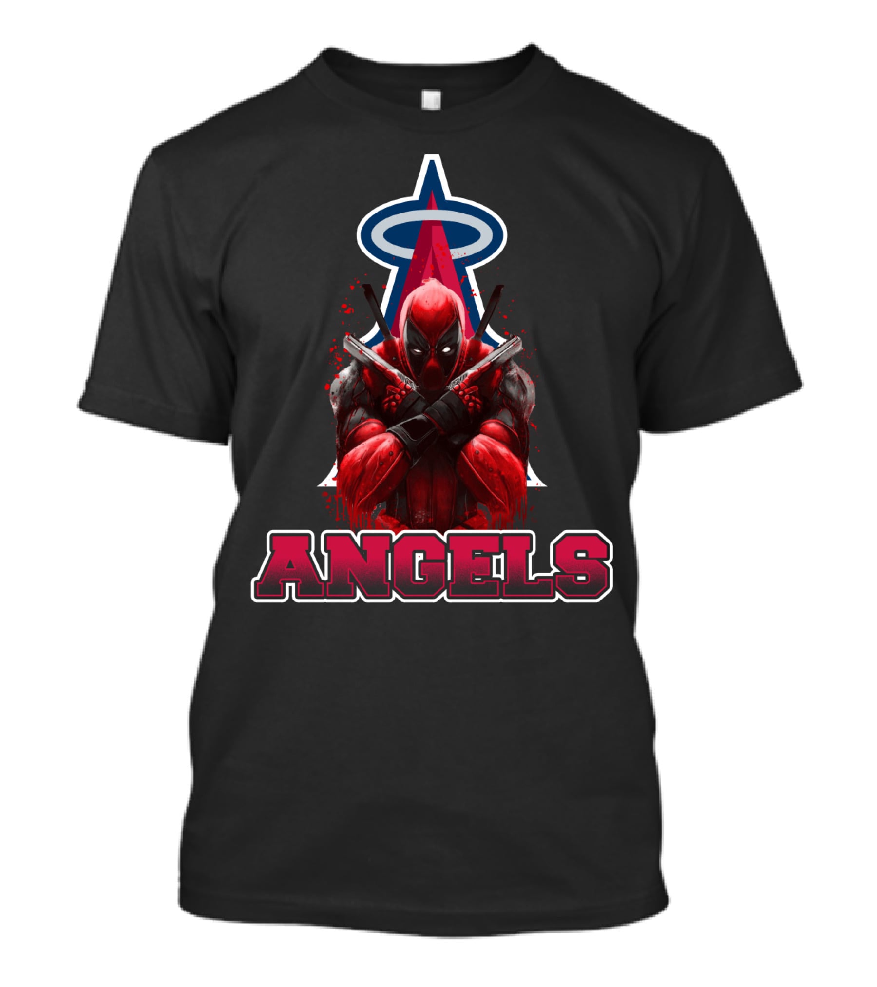 Deadpool With Los Angeles Angels Halo Logo Crossover Fans T-Shirt