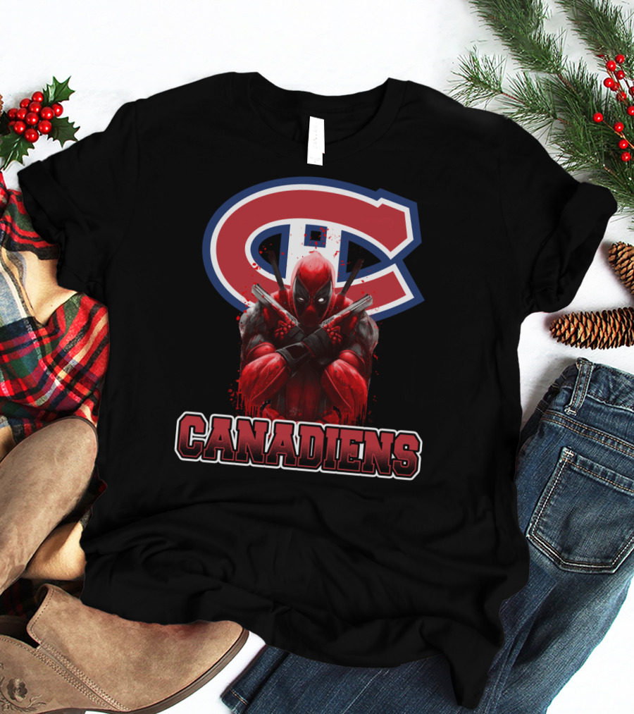 Montreal Canadiens Enthusiasts With Deadpool Fandom Crossover T-Shirt