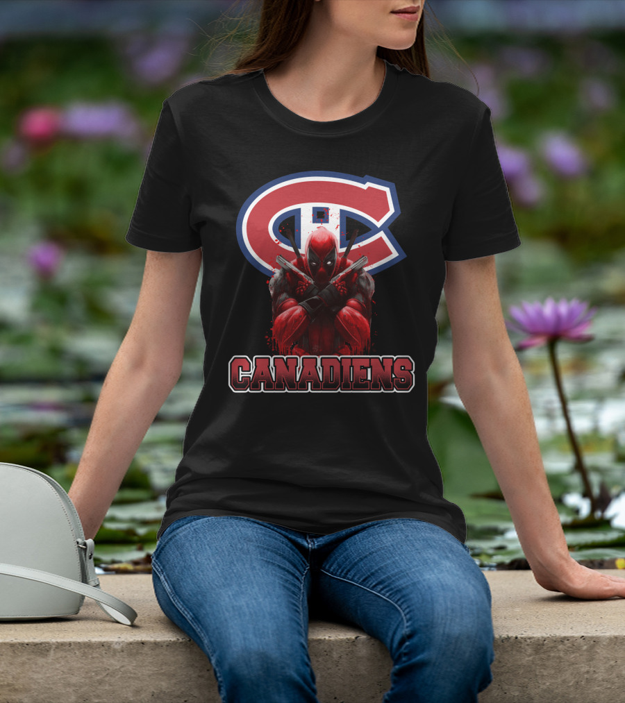 Montreal Canadiens Enthusiasts With Deadpool Fandom Crossover T-Shirt