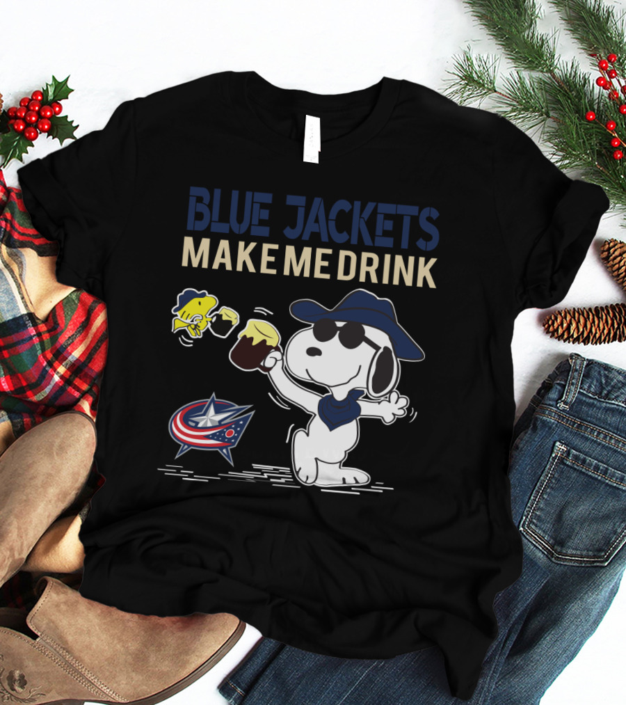 Snoopy Blue Jackets Make Me Drink Columbus Fans T-Shirt