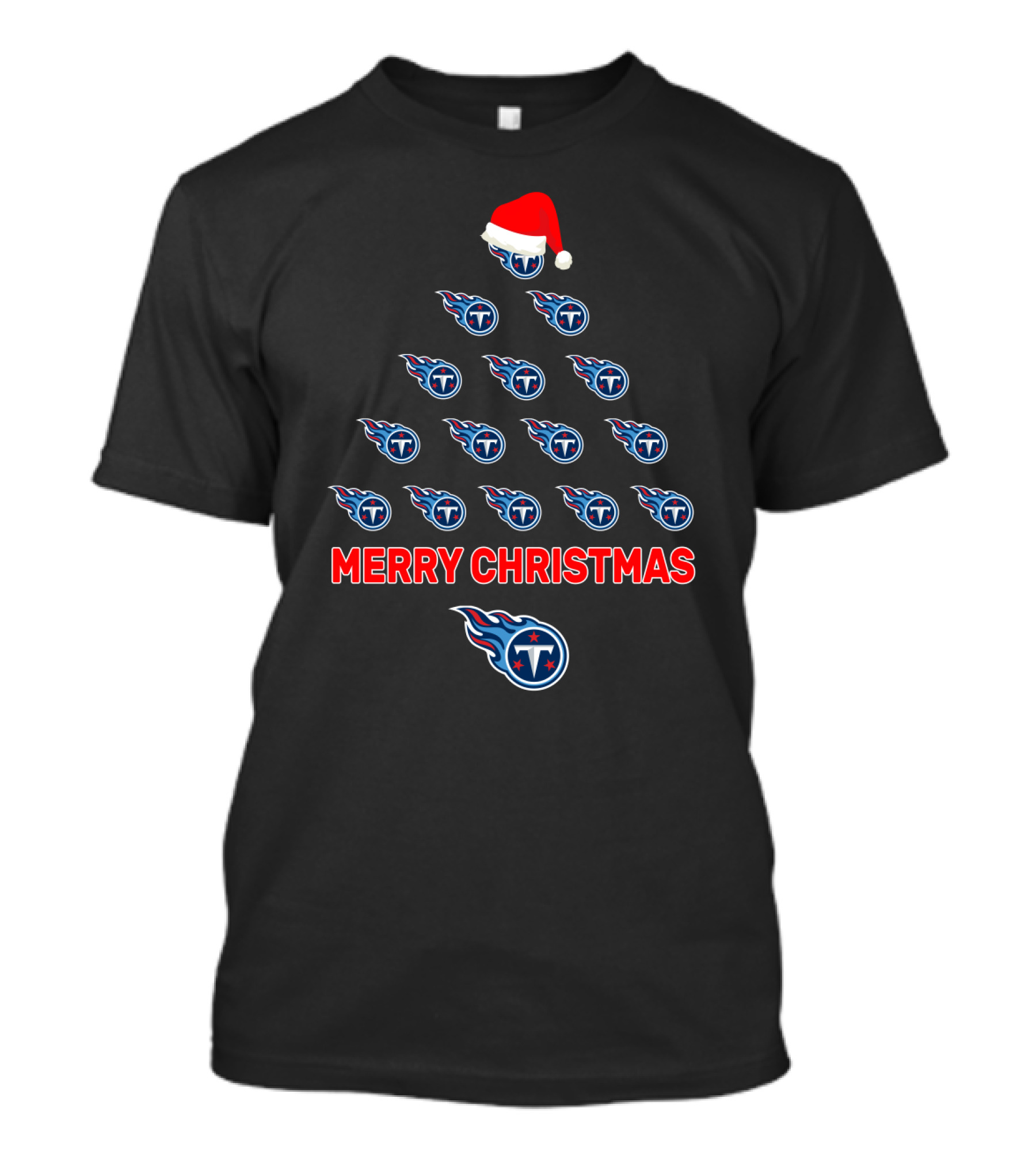 Merry Christmas Tennessee Titans Santa Hat Tree T-Shirt