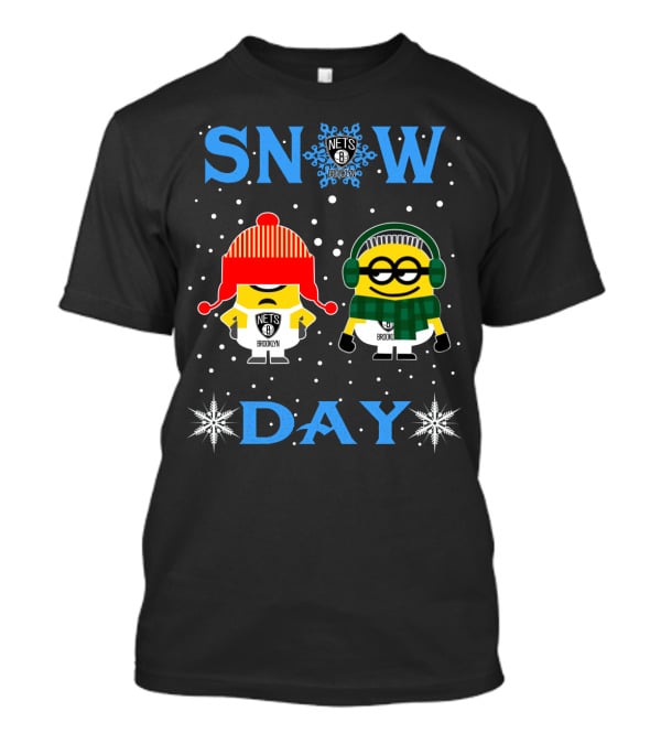 Brooklyn Nets Minions Snow Day Celebration T-Shirt