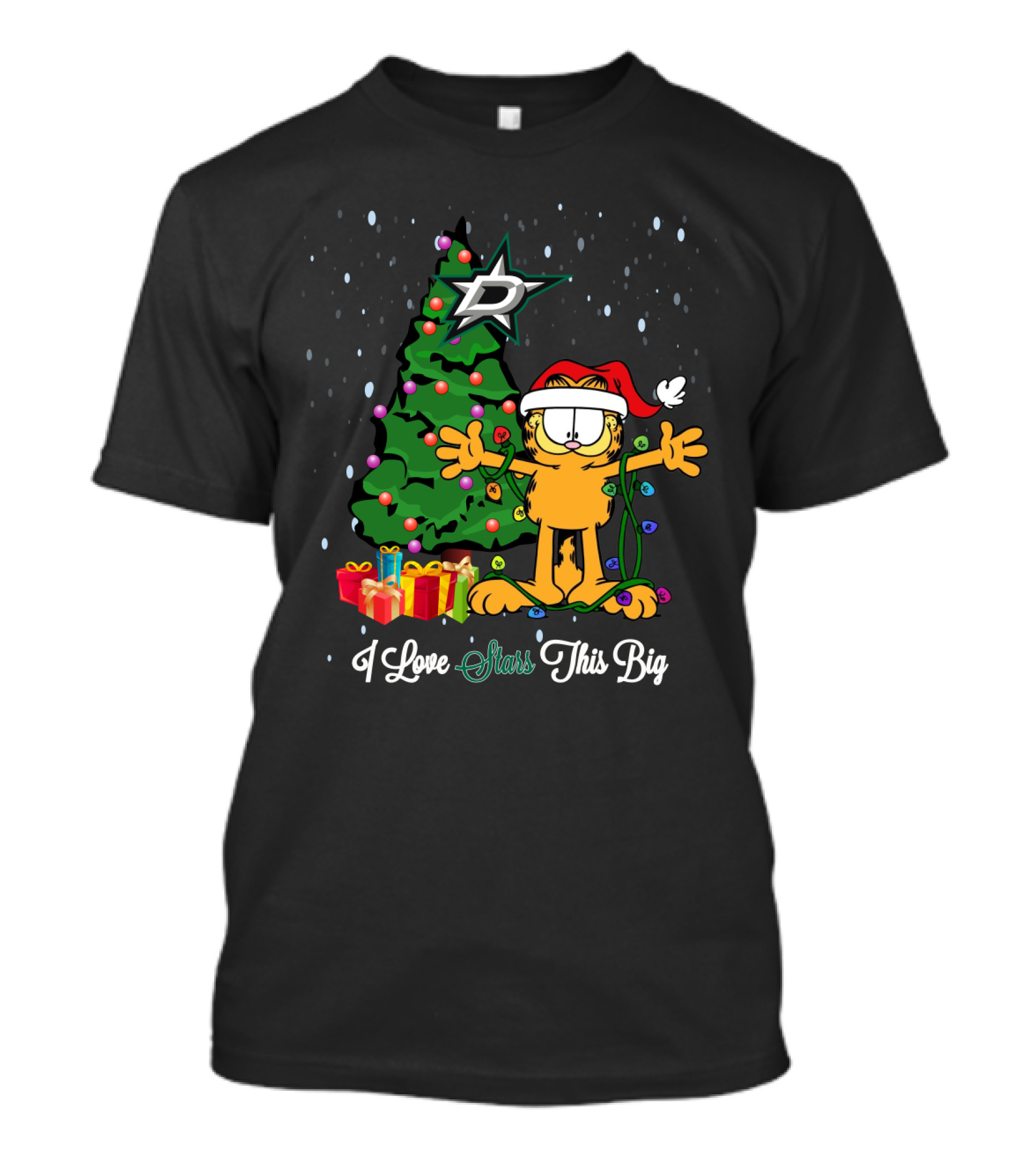 Dallas Stars Christmas Garfield Cat I Love Stars This Big T-Shirt