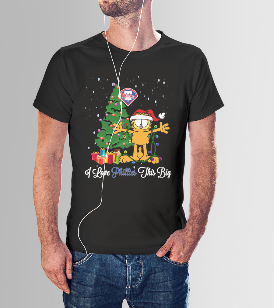 Garfield Christmas Philadelphia Phillies Love With Tree And Gifts T-Shirt
