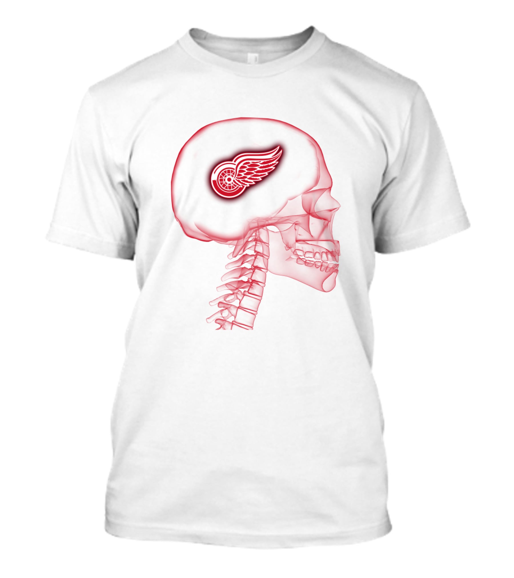 Detroit Red Wings Neon Skull Brain T-Shirt