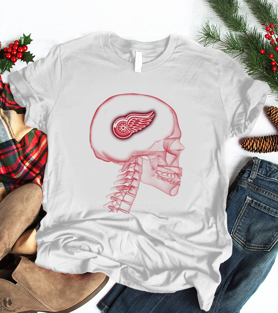 Detroit Red Wings Neon Skull Brain T-Shirt