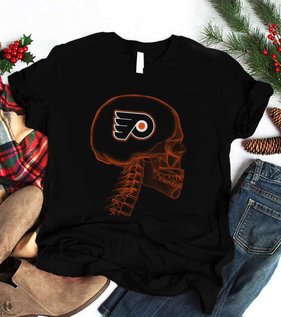 Philadelphia Flyers Logo Inside Skull Brain X-Ray T-Shirt