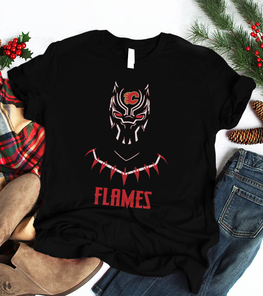 Black Panther Flames Calgary Fans T-Shirt