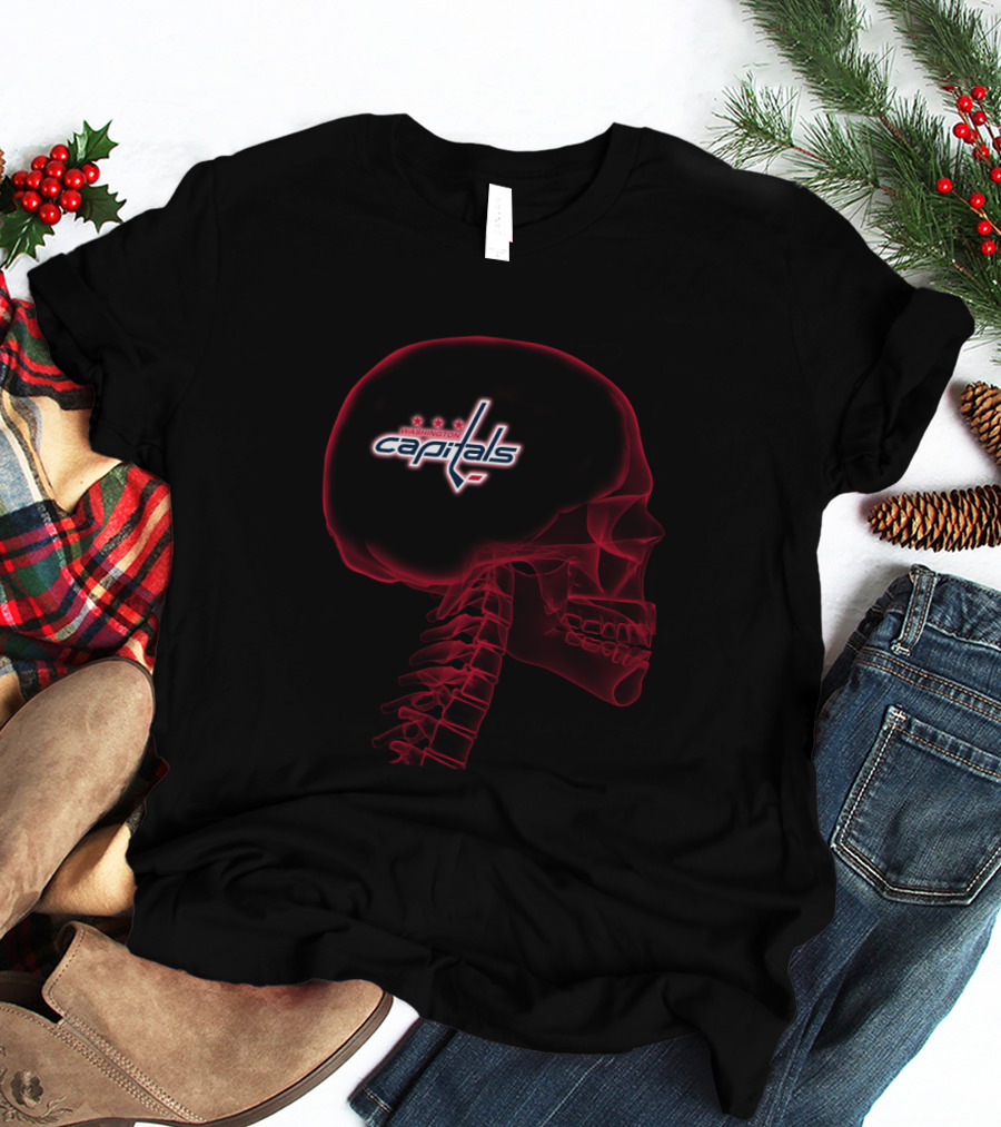 Washington Capitals Logo Inside Skull X-Ray Effect T-Shirt
