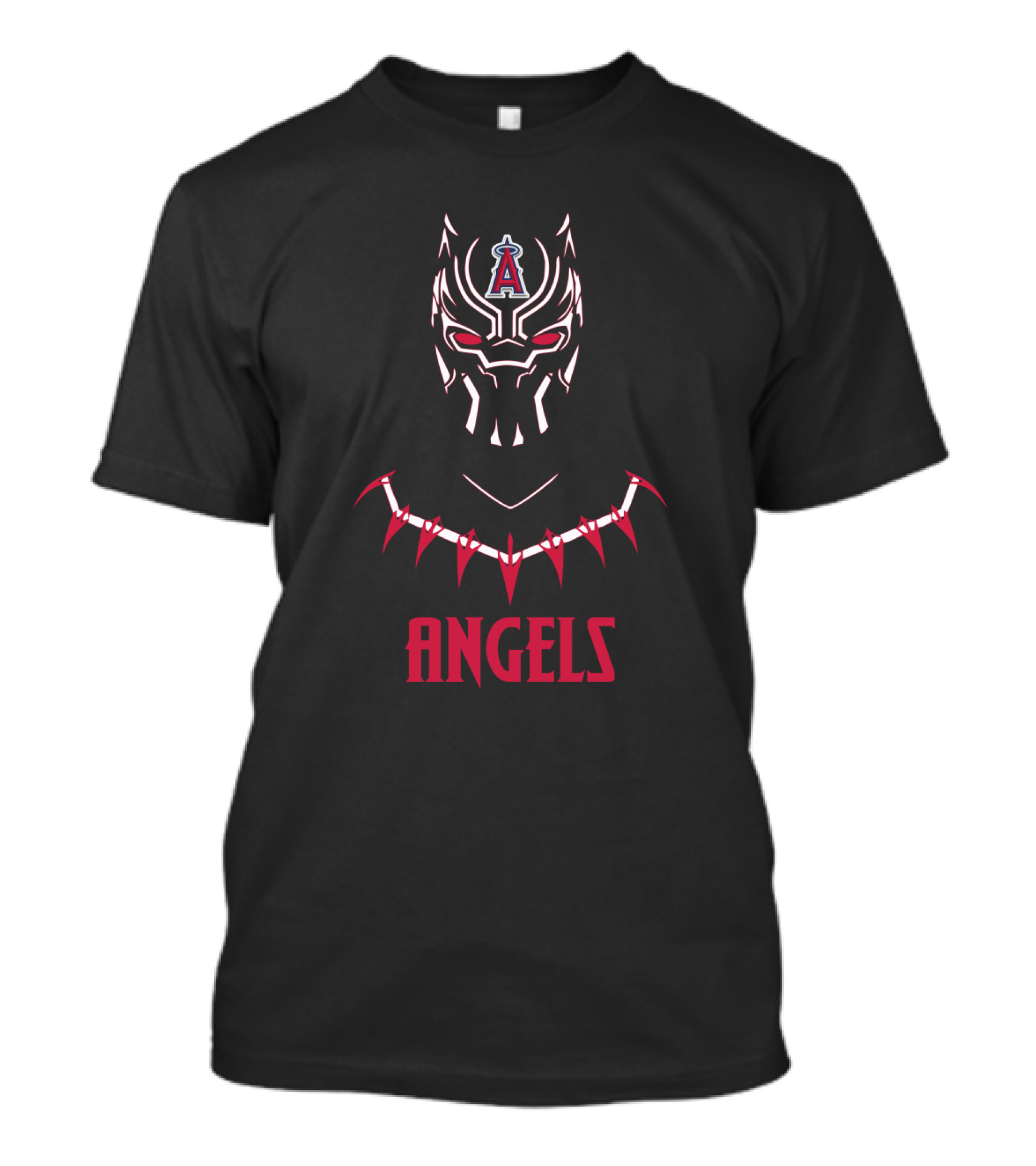 Los Angeles Angels Fans With Black Panther Inspired Mask And Iconic Necklace T-Shirt