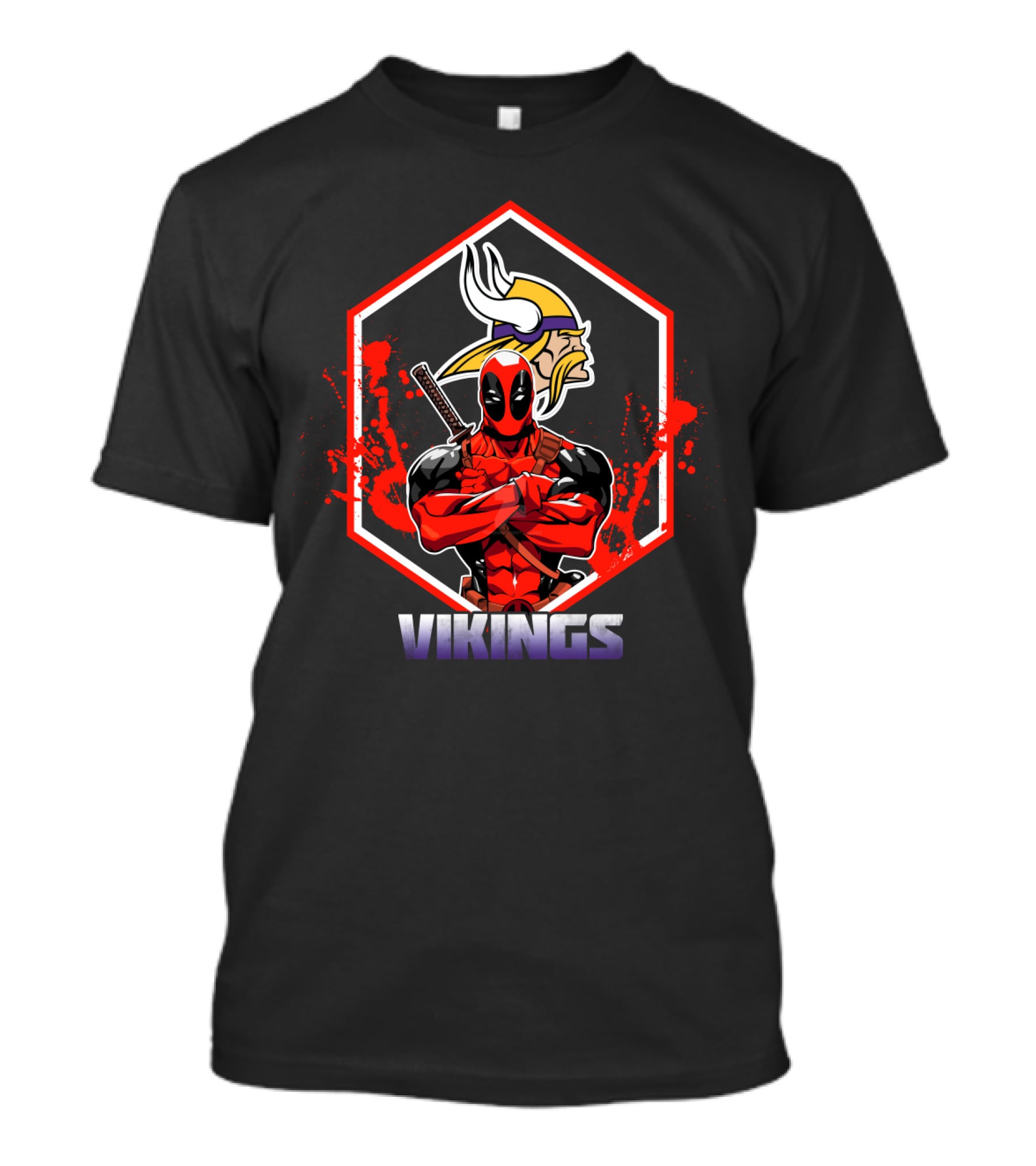 Deadpool Vikings Fans Minnesota Team Spirit Crossover T-Shirt
