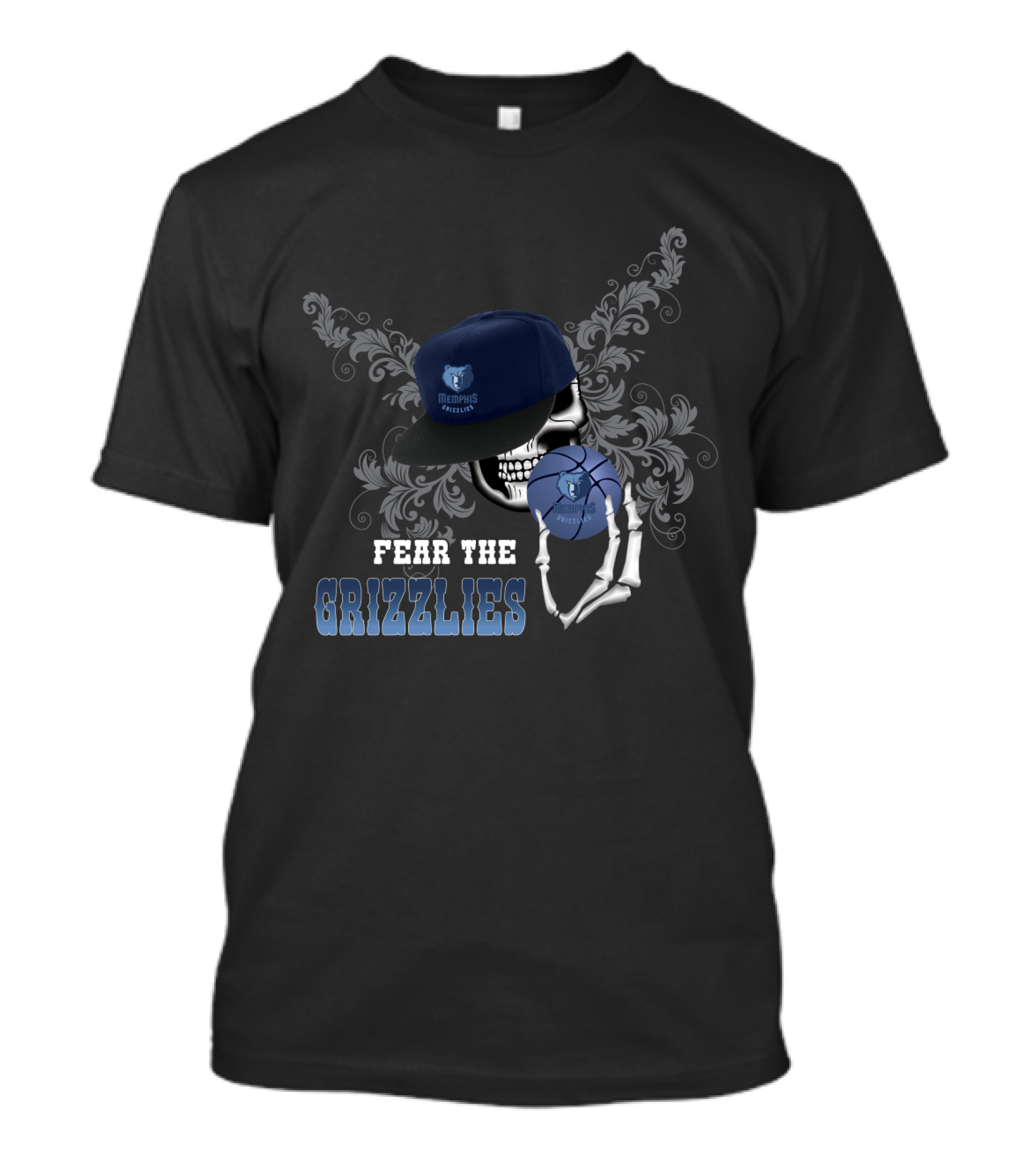 Fear The Memphis Grizzlies Skull And Basketball T-Shirt