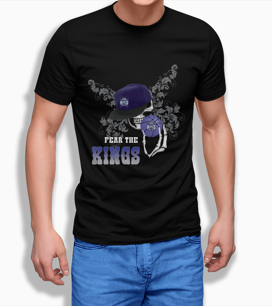 Fear The Kings Sacramento Basketball Skull And Cap T-Shirt