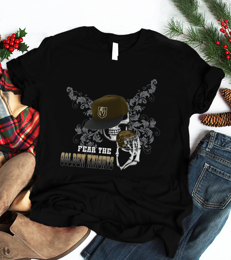 Fear The Golden Knights Skull And Hockey Helmet T-Shirt