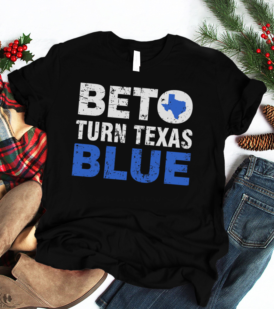 Beto O'Rourke Turn Texas Blue State Outline T-Shirt