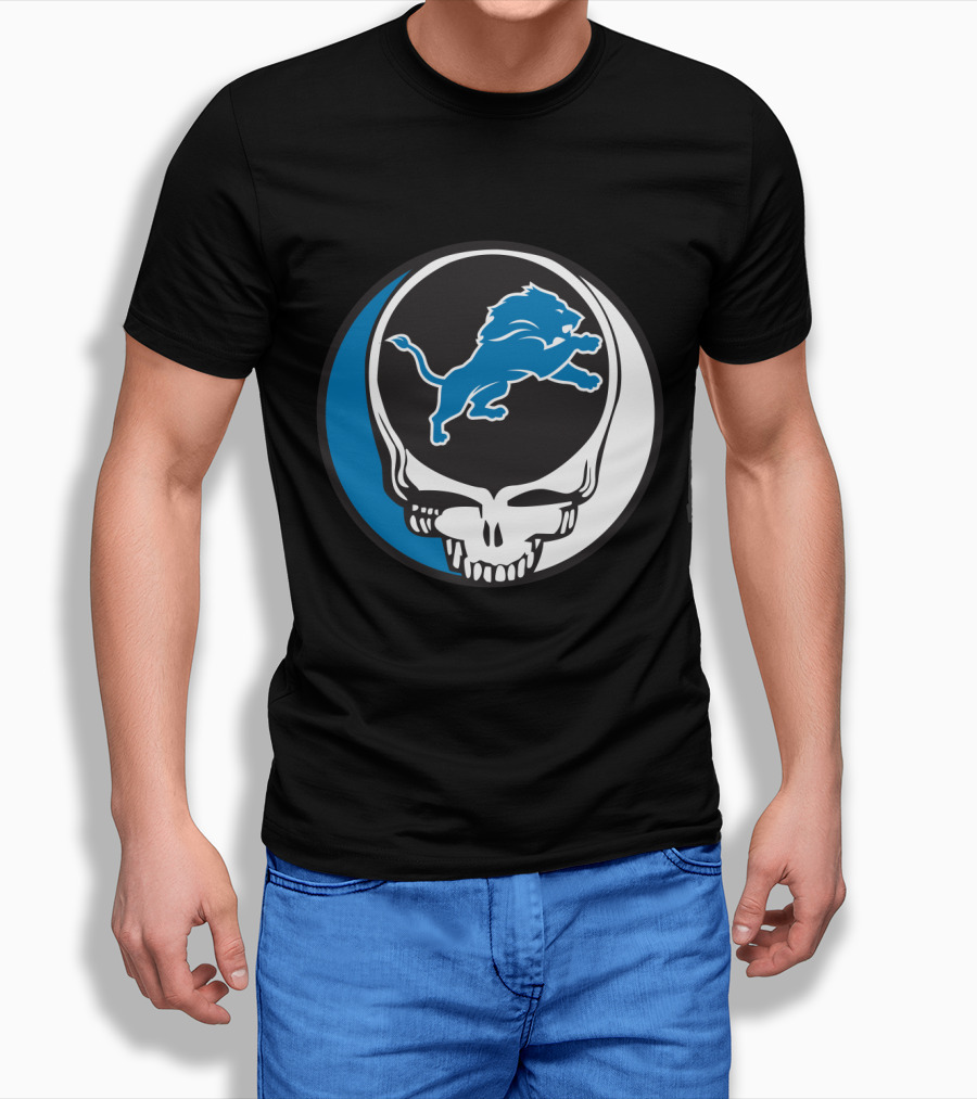 Detroit Lions Fans Grateful Dead Logo Fusion T-Shirt