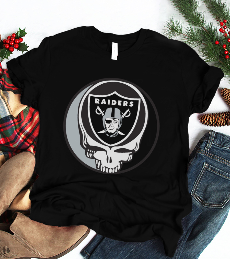 Grateful Dead Raiders Skull Logo For Oakland Raiders Fans T-Shirt