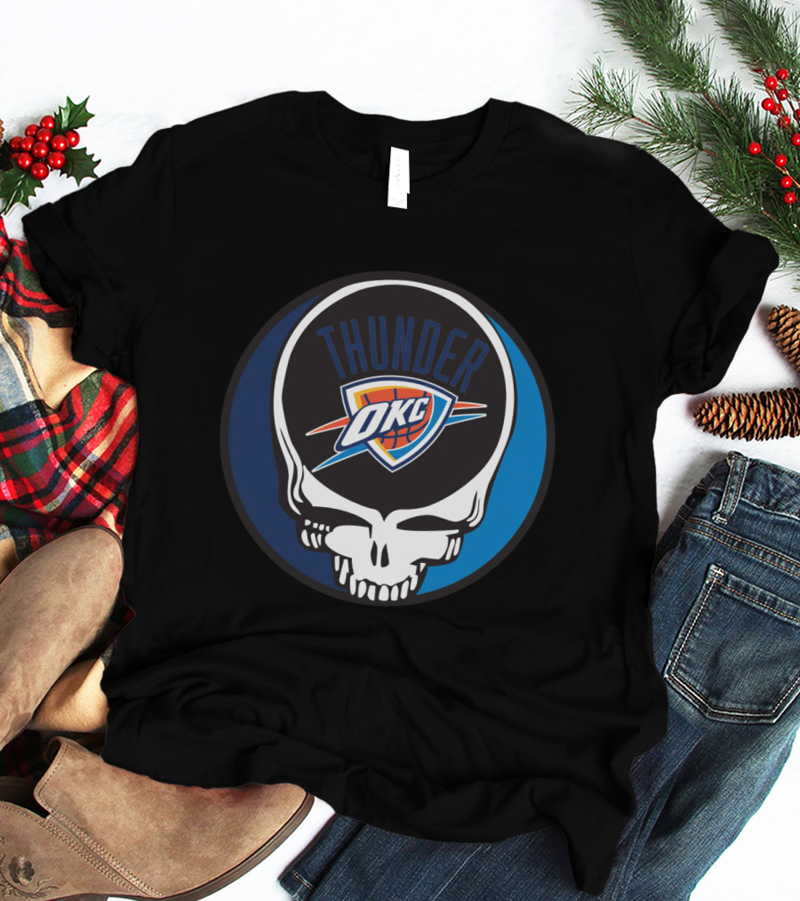 Thunder Okc Basketball Skull Icon For Grateful Dead Oklahoma City Fans T-Shirt