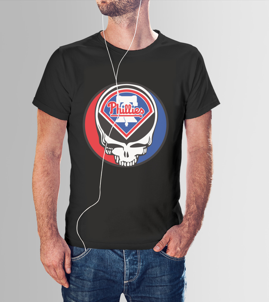 Philadelphia Phillies Grateful Dead Mashup Skull T-Shirt