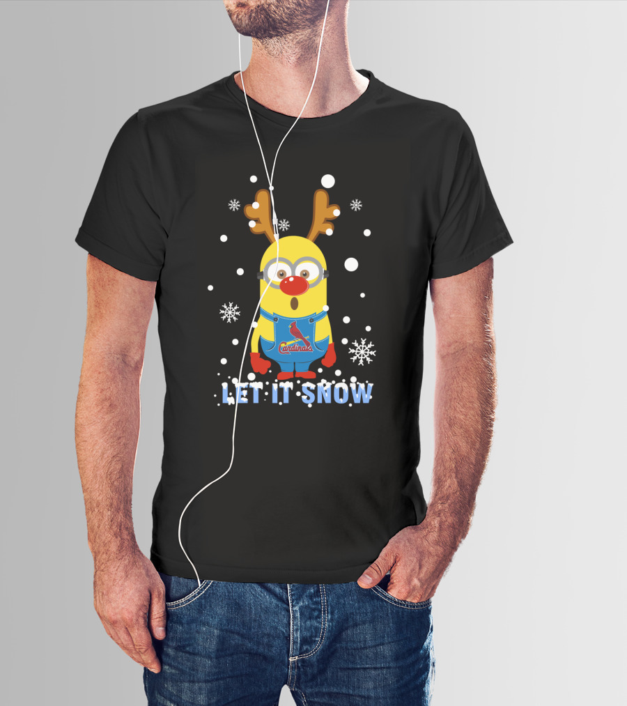 Let It Snow Christmas Minion With St. Louis Cardinals T-Shirt